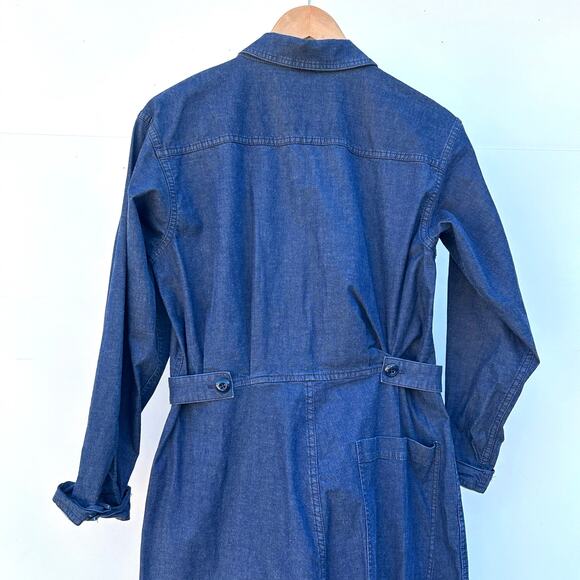 Alex Mill Indigo The Standard Jumpsuit Button Cropped Denim Blue Jean Small - Picture 8 of 11